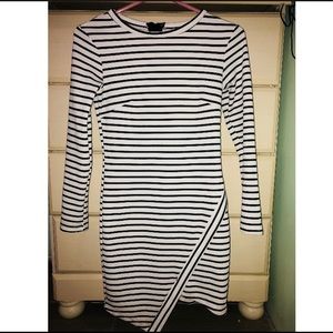 B&W striped long sleeve dress